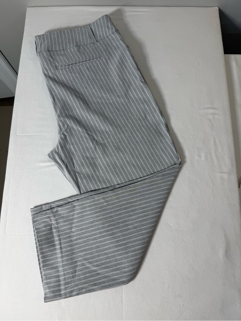 Hilary Radley Light Gray Pinstripe Men's Dress Pants